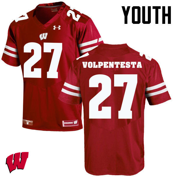 Wisconsin Badgers Youth #27 Cristian Volpentesta NCAA Under Armour Authentic Red College Stitched Football Jersey WX40D47YZ